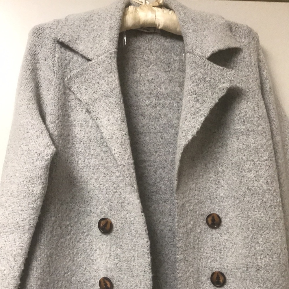 light grey coat / long cardigan NEW Sz S 2 pockets